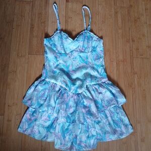 80s Style Pastel Ruffle Corset Prom Party Dress Junior's Small